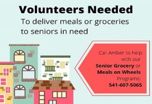 volunteers needed to deliver meals or groceries to seniors in need