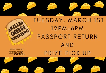 grilled cheese experience presented by kendall cares tuesday, march 1st 12 pm- 6pm passport return and prize pick up