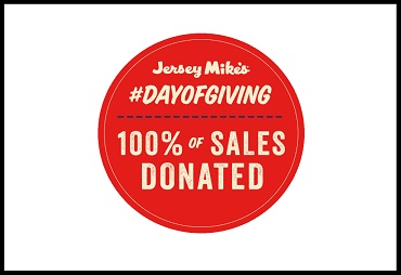 jersey mike's #dayofgiving 100% of sales donated