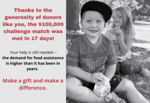 thanks to the generosity of donors like you our $100,000 match was met in 17 days