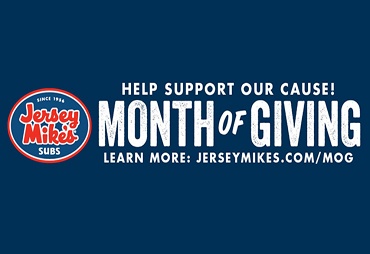 help support our cause! jersey mike's month of giving learn more: jerseymikes.com/mog