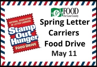stamp out hunger spring letter carriers food drive may 11 food for lane county